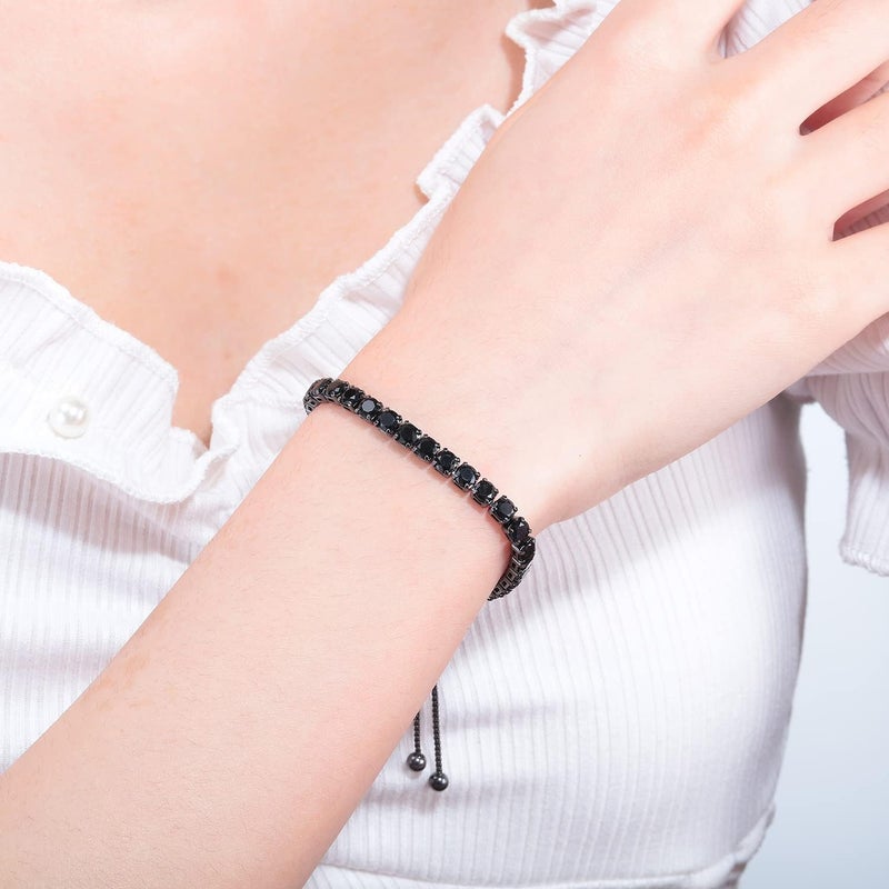 CiNily Adjustable Tennis Bracelets for Women Teen Girls Rainbow Cubic Zirconia Bracelet 14K White Gold Plated Hypoallergenic Slider Bracelet Jewelry Gift - Image 2